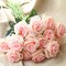 Amzali 10PCS Artificial Flowers, Silk Artificial Rose Flowers Real Looking Blush Flower Home Decorations for Bridal Wedding Bouquet, Birthday Flowers Bunch Hotel Party Garden Floral Decor (Pink)